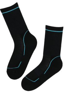 Технические шерстяные носки чёрного цвета с поддерживающими вставками для занятий спортом HIKER | Sokisahtel