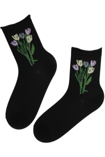 HILDA black floral socks