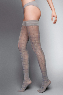SWEDEN 40DEN gray hold-ups with a checkered pattern | Sokisahtel