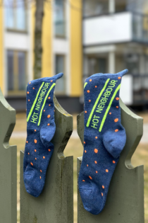HOT NEIGHBOUR blue cotton socks | Sokisahtel