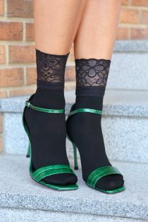 ANITA black socks with a lace cuff | Sokisahtel
