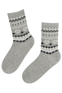 LAPLAND gray cotton socks with winter motifs | Sokisahtel