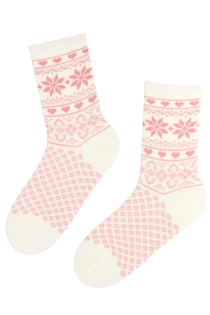 LAPLAND white cotton socks with a winter pattern | Sokisahtel