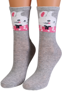 JAYLA grey cotton socks with bunnies