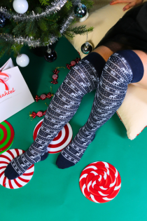 JENNIFER blue cotton Christmas knee-highs | Sokisahtel