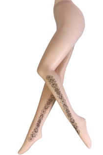 JESSICA beige print pattern tights  