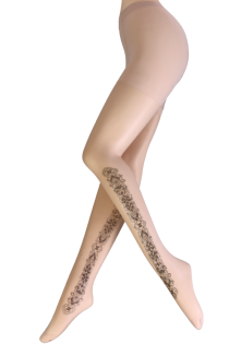 JESSICA beige print pattern tights | Sokisahtel