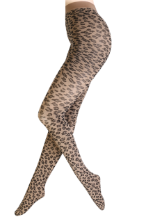 JUSTINE beige tights with a leopard pattern | Sokisahtel