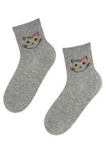 CAT GIRL helehallid puuvillased kassiga sokid | Sokisahtel