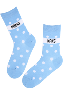 Хлопковые носки небесно-голубого цвета с узором в горошек KAMA KAKS (не колышет) | Sokisahtel
