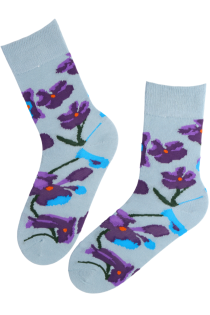 Синие хлопковые носки с цветочным узором KANNIKE | Sokisahtel