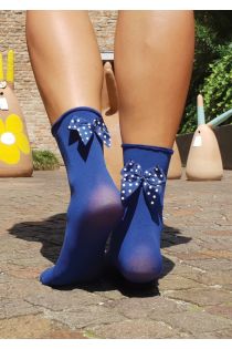 Носки синего цвета из микрофибры и с синим бантом KATJA | Sokisahtel