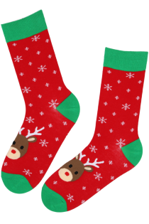 KAUR red cotton Reindeer socks for men | Sokisahtel