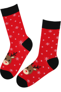 KAUR red cotton socks with moose for men | Sokisahtel