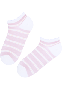 Хлопковые укороченные (спортивные) носки сиреневого цвета в полоску KETTER | Sokisahtel