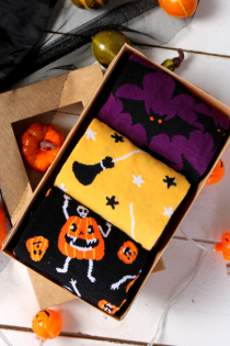 Подарочный набор из 3 пар ярких и запоминающихся хлопковых носков на Хэллоуин LUCIFER | Sokisahtel