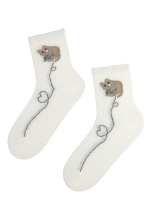 HOUSE CAT white cotton socks with cats | Sokisahtel