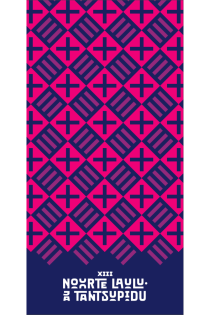 Пляжное полотенце розово-синего цвета из микрофибры с символикой молодёжного праздника песни и танца 2023 PÜHA ON MAA | Sokisahtel