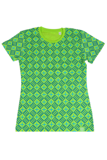 Женская футболка в оттенках зелёного с символикой молодёжного праздника песни и танца 2023 PÜHA ON MAA | Sokisahtel