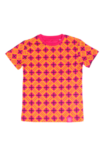 Детская футболка в тёплых тонах с символикой молодёжного праздника песни и танца 2023 PÜHA ON MAA | Sokisahtel