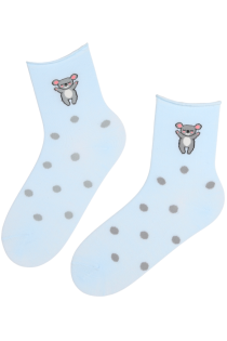 Хлопковые носки голубого цвета с очаровательными коалами LIISBETH | Sokisahtel