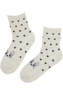 LIISBETH light grey socks with a dog | Sokisahtel