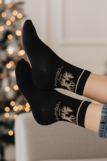 LIISY musta värvi puuvillased põdraga jõulusokid | Sokisahtel