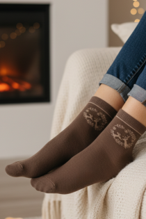 LIISY pruunid puuvillased põdraga jõulusokid | Sokisahtel