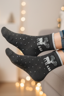 LIISY tumehallid puuvillased põdraga jõulusokid | Sokisahtel