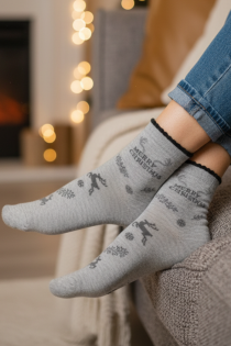 LIISY hallid puuvillased talvise mustriga jõulusokid | Sokisahtel