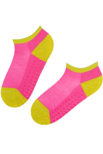 LORENZO pink merino wool low-cut socks with non-slip soles | Sokisahtel