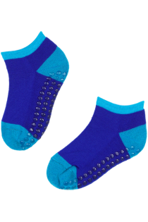 LORENZO blue merino wool low-cut non-slip socks for kids | Sokisahtel