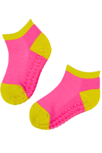 LORENZO pink merino wool low-cut non-slip socks for kids | Sokisahtel