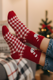 LUANA punased ruudulised puuvillased sokid | Sokisahtel