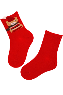 LUCIUS red socks with Christmas bear for children