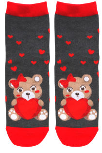 MADLE dark grey cotton socks with a bear | Sokisahtel