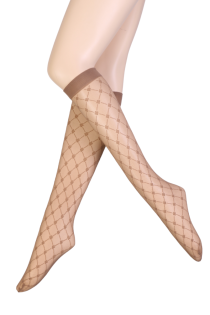 MADRAS sheer beige patterned knee-highs | Sokisahtel