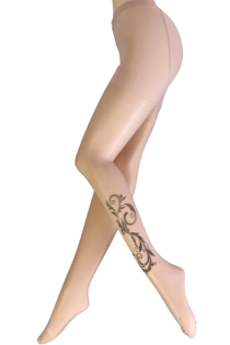 MAGDA beige print pattern tights | Sokisahtel