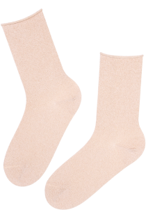 MAILE light beige sparkly socks | Sokisahtel