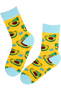 Жёлтые хлопковые носки с узором авокадо MALUMA | Sokisahtel