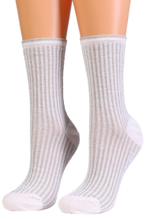 MARCIANO white striped glittery socks | Sokisahtel