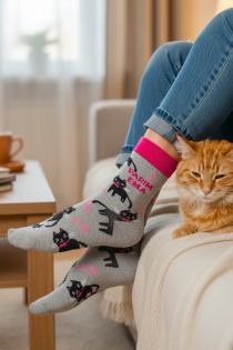 Хлопковые носки с котиками на День матери MARI | Sokisahtel