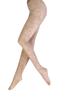 MARIAGE beige tights with fishnet pattern | Sokisahtel