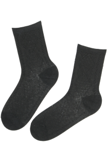 Тёплые шерстяные носки чёрного цвета с ромбическим узором MARIS | Sokisahtel