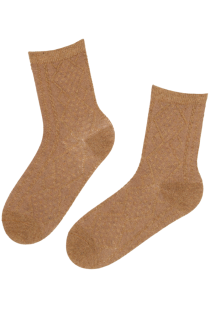 Тёплые шерстяные носки цвета охры с ромбическим узором MARIS | Sokisahtel