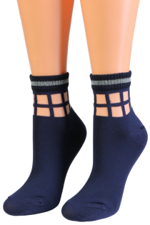 MARLEY dark blue socks with a sparkly edge | Sokisahtel