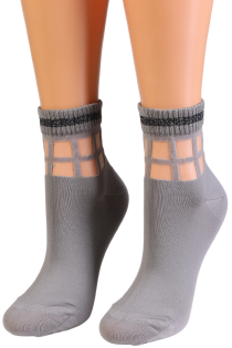 MARLEY grey sparkly edge socks | Sokisahtel