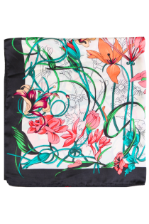Шейный платок из шёлка с краем чёрного цвета и цветочным узором MARSALA | Sokisahtel