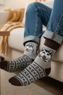 MARU hallid villased talvise mustriga soojad sokid | Sokisahtel