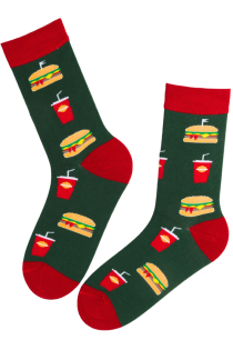 MATEO green cotton socks with burgers | Sokisahtel